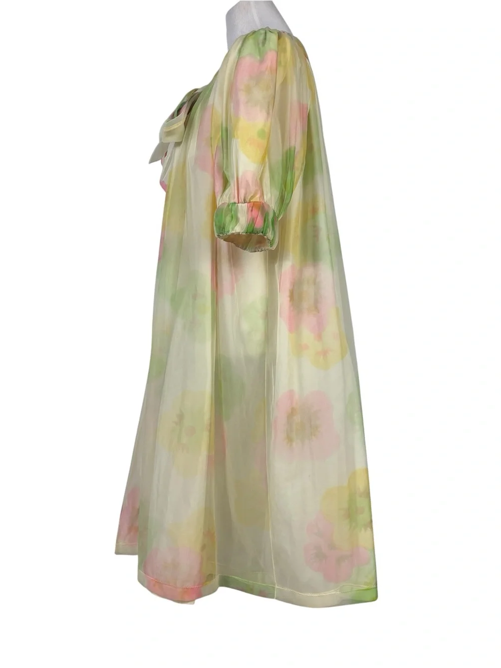 Vintage Hedi California 50's 60's Peignoir Robe Chiffon Floral Watercolor Small